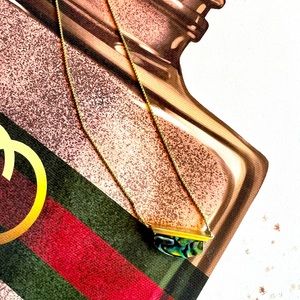 Retired Kendra Scott Abalone Shell Adjustable long Necklace Gold